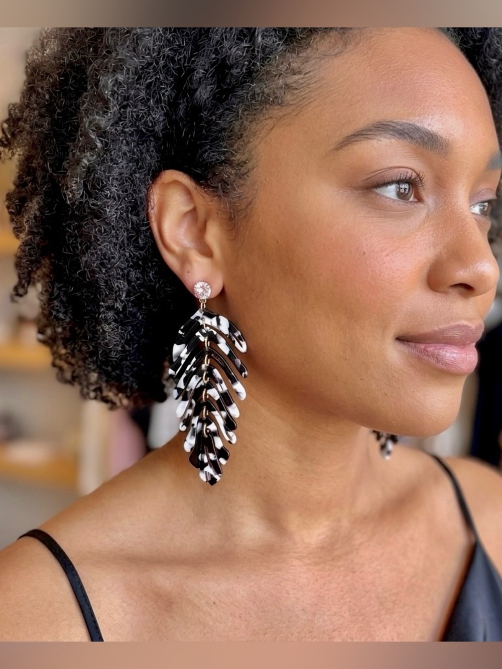 Modern drop earrings with clear stud. Ships in jewelry box
